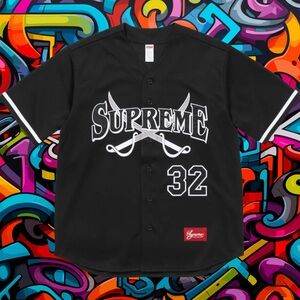 Supreme Swords Baseball Jersey • Black • FW25